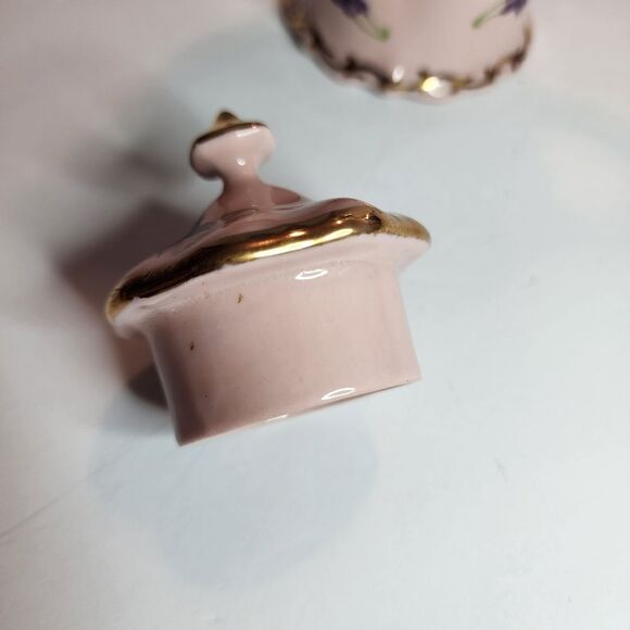 Leneige Vintage Pink and Gold Porcelean Tea Set With Purple Violets - Picture 7 of 16